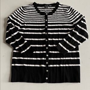 GEORGE Black & White Striped Button-Front Cardigan. SIZE LARGE. WOMEN’S.